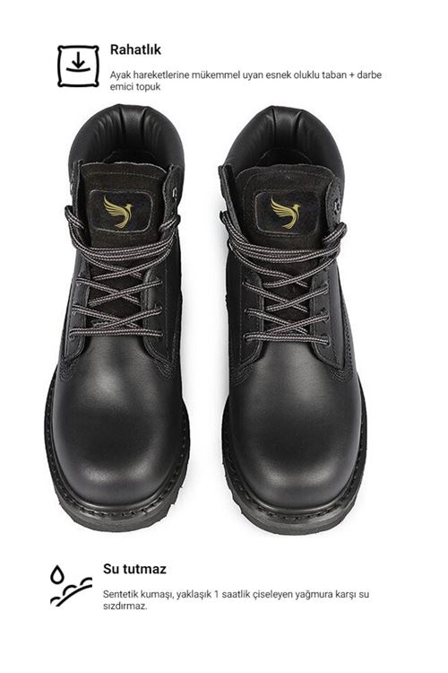 Hakiki  Deri Hafif Soğuk Geçirmez Kaymaz Kauçuk alt ve Rahat İç Taban Kışlık Unisex 36 37 38 39 40 4