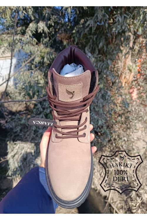 Hakiki  Deri Garantili Süper Hafif Soğuk Geçirmez Kaymaz Eva alt ve Rahat İç Taban Kışlık Erkek Bot