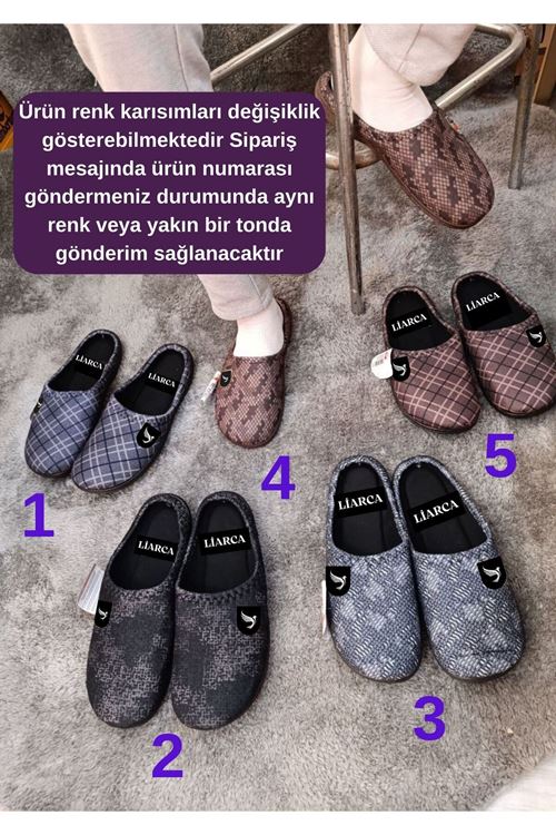 Gezer Erkek Terlik  Kışlık Halı Terlik Ev Terliği Çeyiz Bohça  Karışık Renk Misafir Terliği