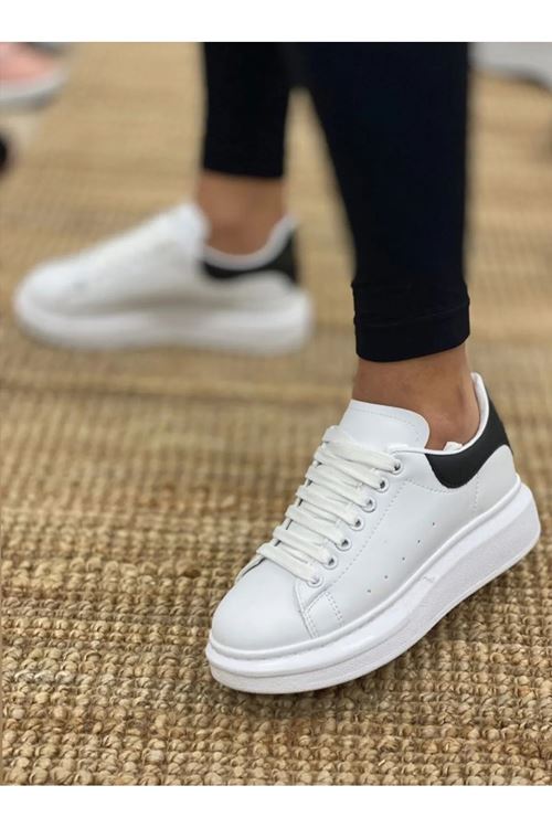 Kadın Erkek Unisex Bağcıklı Deri Yüksek Tabanlı Rahat Günlük Spor Ayakkabı Sneaker