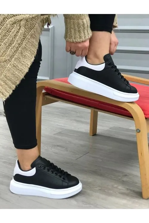 Kadın Erkek Unisex Bağcıklı Deri Yüksek Tabanlı Rahat Günlük Spor Ayakkabı Sneaker