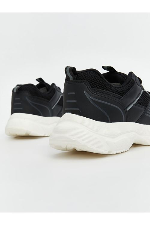Siyah Beyaz Air Taban Erkek Yürüyüş Koşu Spor Ayakkabı - File Detaylı Rahat Günlük Sneaker