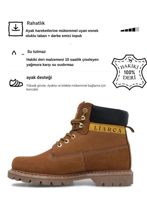 Hakiki  Deri Hafif Soğuk Geçirmez Kaymaz Kauçuk alt ve Rahat İç Taban Kışlık Unisex 36 37 38 39 40 4