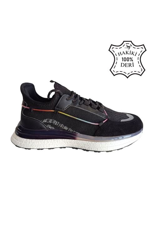 Hakiki Deri Jel Köpük Yüksek Taban Ortopedik İthal Bağcıklı Spor Ayakkabı Sneaker Dar kalıp