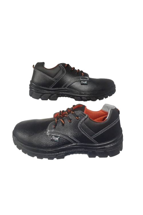 ELDİ POWER Erkek Siyah-Turuncu Çelik Burunlu Süet İş Güvenlik Ayakkabısı