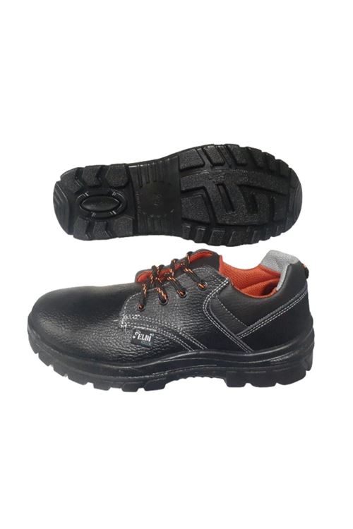 ELDİ POWER Erkek Siyah-Turuncu Çelik Burunlu Süet İş Güvenlik Ayakkabısı