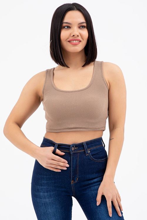Kadın Kahve Crop Atlet