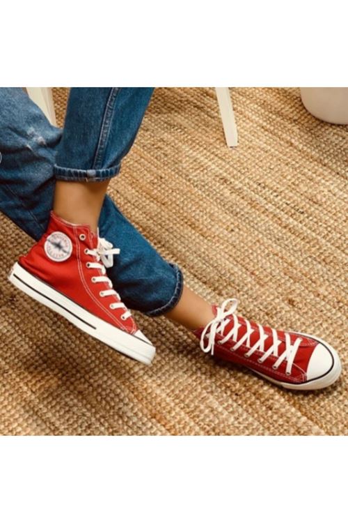 Kırmızı Günlük Keten Rahat Bilekli Yeşil Uzun Convers Sneaker Spor Ayakkabı