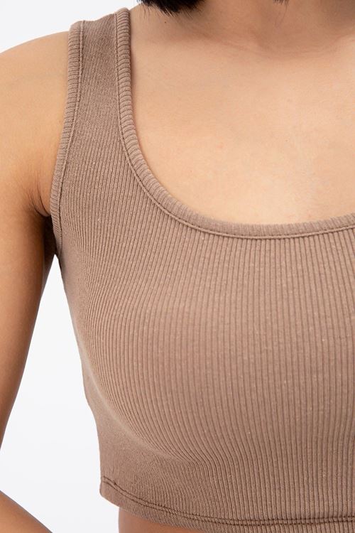 Kadın Kahve Crop Atlet