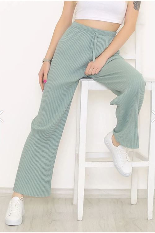 Yüksek Bel Yumuşacık Fitilli Beli Lastikli Günlük Rahat Kadın Pijama