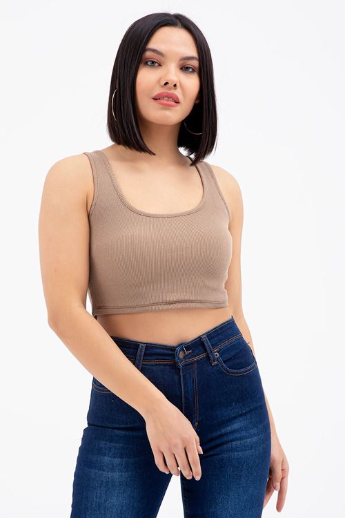 Kadın Kahve Crop Atlet