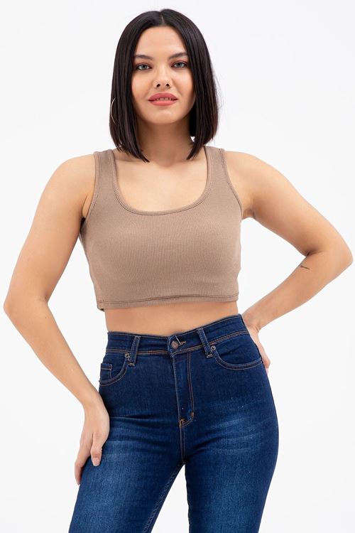 Kadın Kahve Crop Atlet