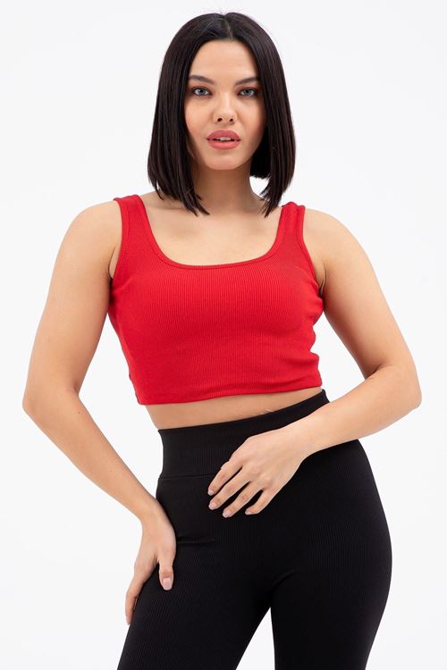 Kadın Kırmızı Crop Atlet