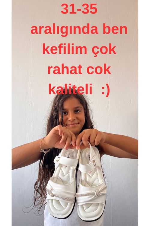 KOD 3604 Üst Kalite Taşlı Cilt Kız Çocuk Sandalet