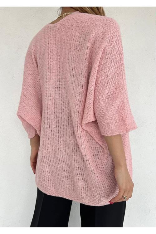 Kadın Yarasa Ince Yazlık Salaş Hırka Pudra