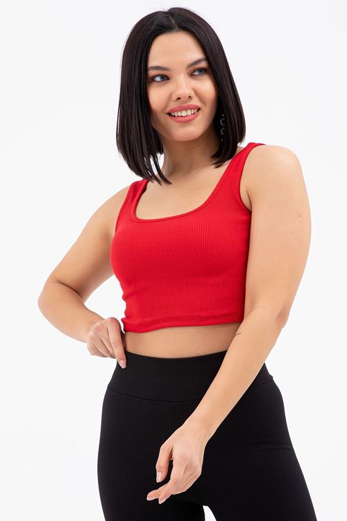 Kadın Kırmızı Crop Atlet