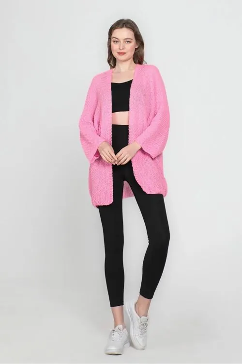 Yarasa Kol Mevsimlik Hırka Pembe