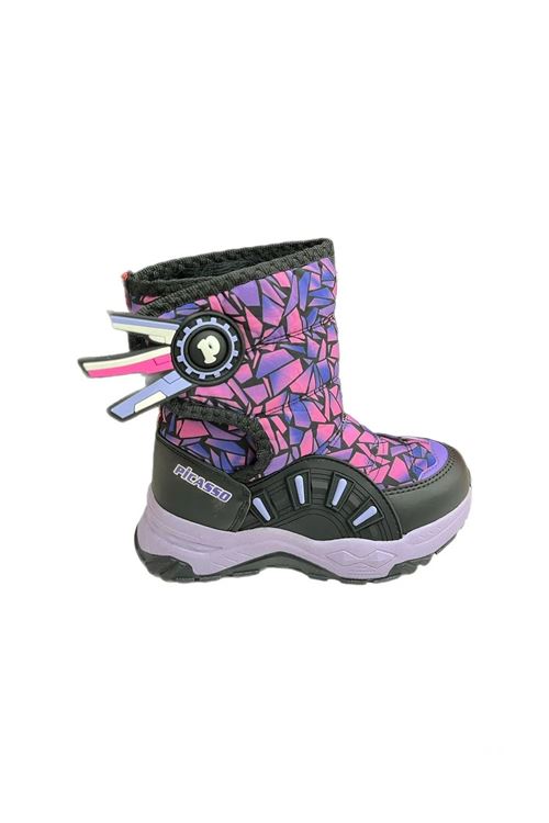 Kız Çocuk Paraşüt Kumaş Çizme Bot Pudra BuzBeyaz Yünlü Cırt Cırtlı Kaymaz Taban Su geçirmez Kar Botu