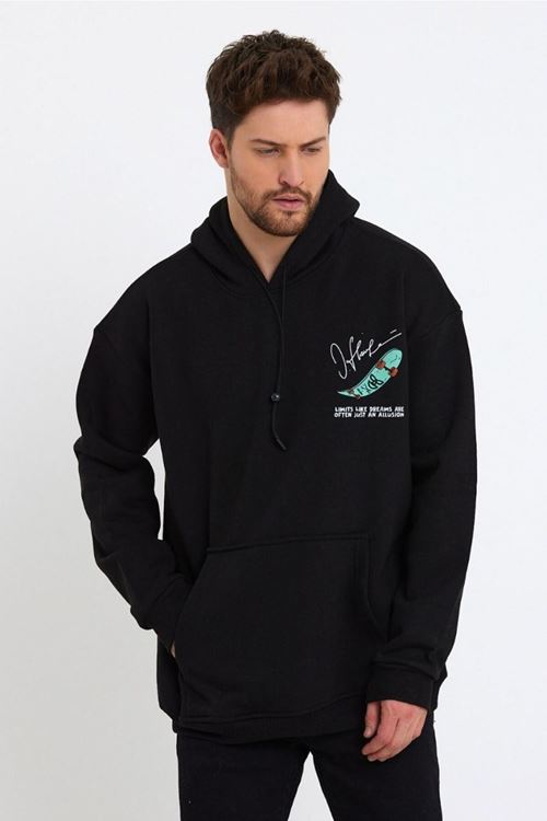 Temel Reis Kapşonlu Baskılı Oversize Unisex Sweatshirt