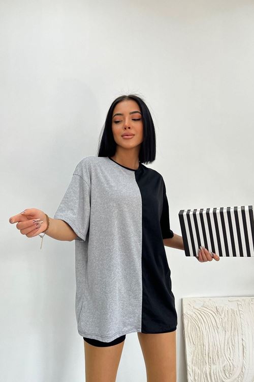 Üst Kalite 30/1 Süprem Kumaş Oversize Cift Renk Tshirt