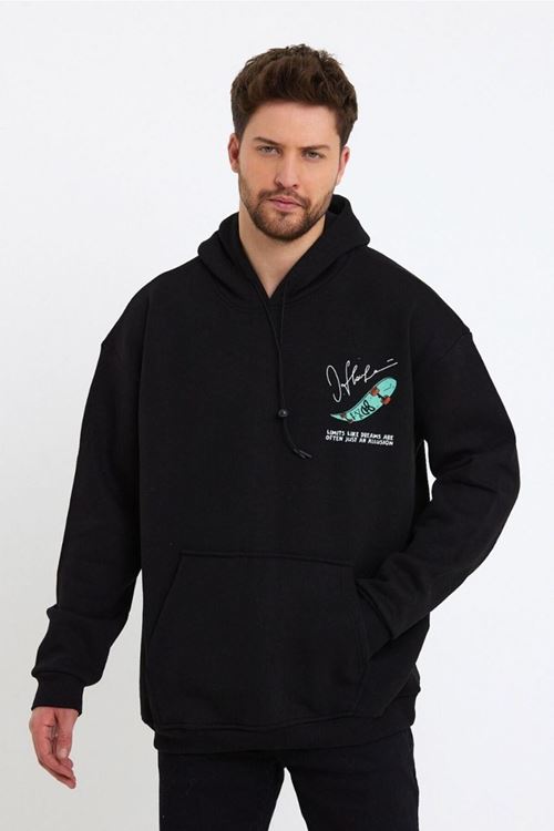 Temel Reis Kapşonlu Baskılı Oversize Unisex Sweatshirt