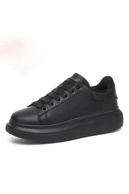 Unisex Siyah Cilt Spor Ayakkabı