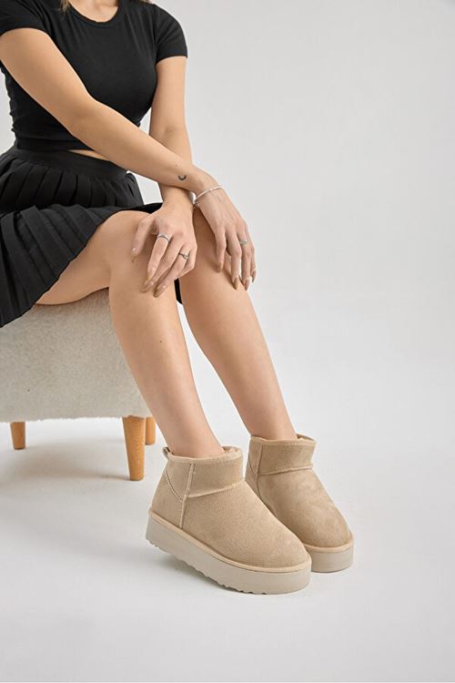 Kadın Su İtici Süet Kısa Bot – İçi Peluşlu Sıcak Tutucu Günlük Kışlık Kaydırmaz Premium Bot