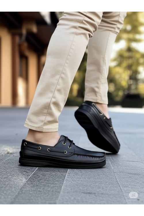 Tamamı Hakiki Deri Garantili Rahat Günlük Mokasen Tekne Stili Rahat Erkek Ortopedik Taban Ayakkabı