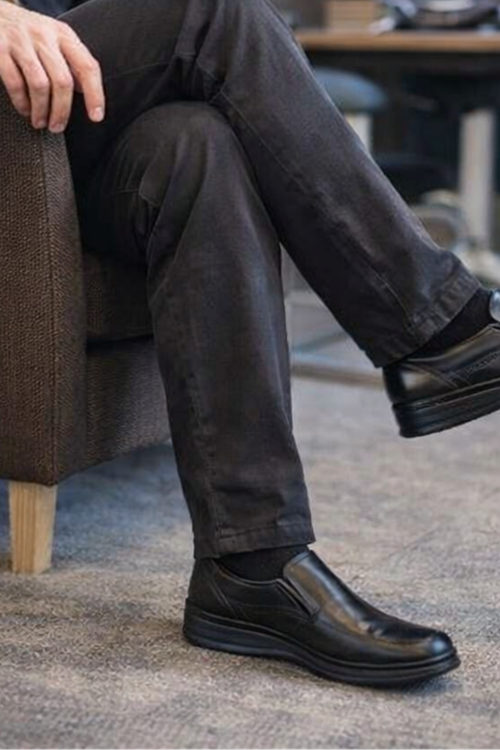 ComfortPro Erkek Hakiki Deri Ortopedik Günlük Ayakkabı – Bağcıksız, Premium Konforlu İç Deri