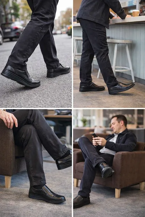 L Flex Comfort 101 Hakiki Deri Ortopedik Rahat Bağcıksız Günlük Büyük Beden Erkek Ayakkabı