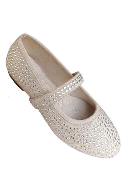 Kadın Bej Taşlı Babet Ayakkabı – Şık, Rahat, Günlük Mary Jane Rahat Babet - Tokalı Bantlı Günlük Ve Şık Düz Taban Ayakkabı