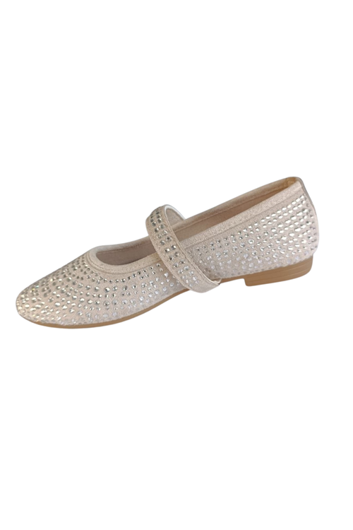 Kadın Bej Taşlı Babet Ayakkabı – Şık, Rahat, Günlük Mary Jane Rahat Babet - Tokalı Bantlı Günlük Ve Şık Düz Taban Ayakkabı