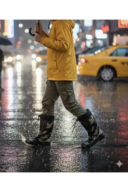 Premium Su Geçirmez Yün Astarlı Yağmur ve Kar Çizmesi Kaymaz Taban