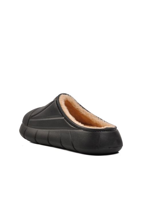 Siyah Unisex Önü Kapalı İçi Tüylü Peluş Sıcak Rahat  Ev Terlik 