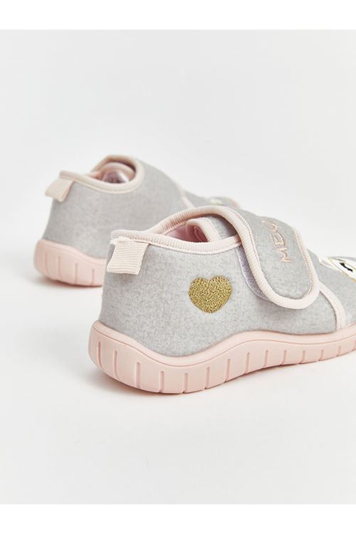 Kız Çocuk Gri Cırt Cırtlı Günlük Ayakkabı – Yumuşak Tabanlı, Rahat ve Hafif Panduf