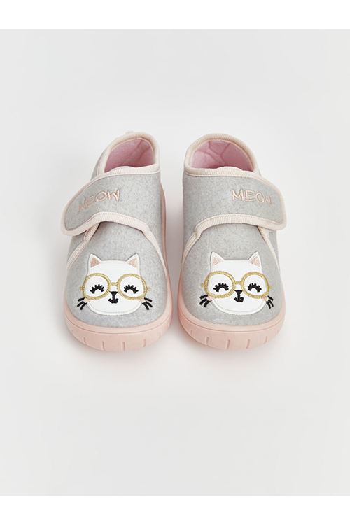 Kız Çocuk Gri Cırt Cırtlı Günlük Ayakkabı – Yumuşak Tabanlı, Rahat ve Hafif Panduf