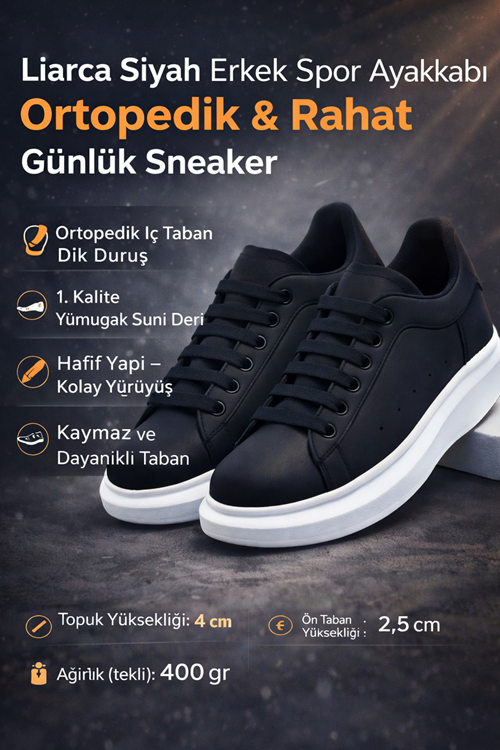 Santa Monica Siyah Spor Ayakkabı – Hafif, Nefes Alabilen Günlük Yürüyüş Sneaker