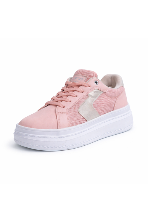 Pudra Kadın Sneaker Kalın Taban Bağcıklı Rahat Günlük Yürüyüş Spor Ayakkabı
