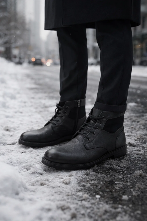 Timsah Desen Hakiki Deri Fermuarlı Soğuk Geçirmez Ped İşleme Baba Genç Klasik Tommy Tarz Bot