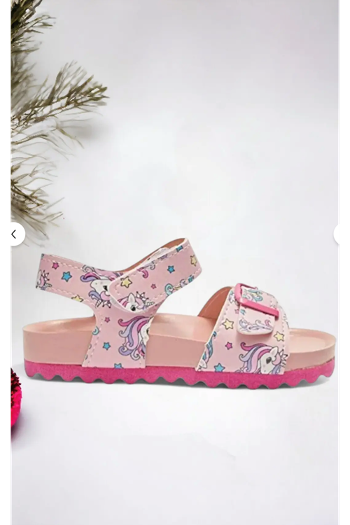 Ponchiq Kız Çocuk Pembe Baskılı Yazlık Sandalet 26-35