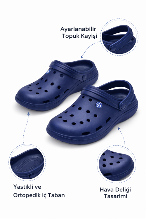 Lacivert Plaj Bahçe Günlük Çeyiz Rahat Kaymaz Taban Ortopedik Kadın Erkek Unisex Kapalı Terlik