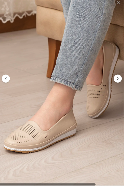 Kadın Ortopedik Delikli Comfort Günlük Ayakkabı BEJ