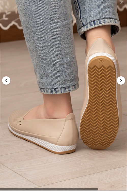 Kadın Ortopedik Delikli Comfort Günlük Ayakkabı BEJ