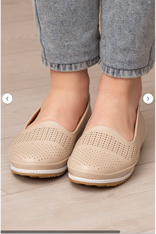 Kadın Ortopedik Delikli Comfort Günlük Ayakkabı BEJ