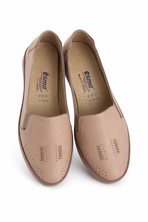 Kadın Ortopedik Delikli Comfort Günlük Ayakkabı Krem