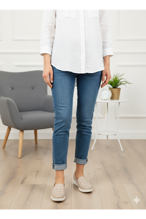 Kadın Ortopedik Delikli Comfort Günlük Ayakkabı Krem