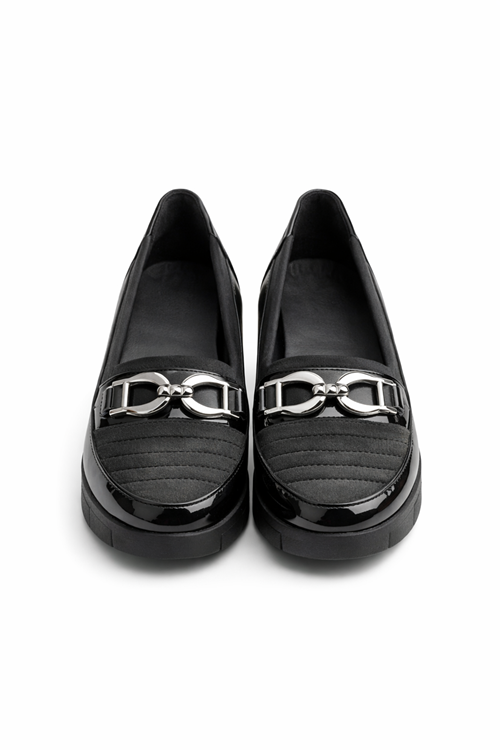 Siyah Kalın Taban Kadın Günlük Comfort Ayakkabı – Kaymaz Taban 