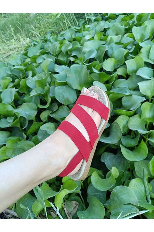 İnce Taban Kadın Günlük Comfort Kırmızı Ayakkabı Kaymaz Taban Lastikli 