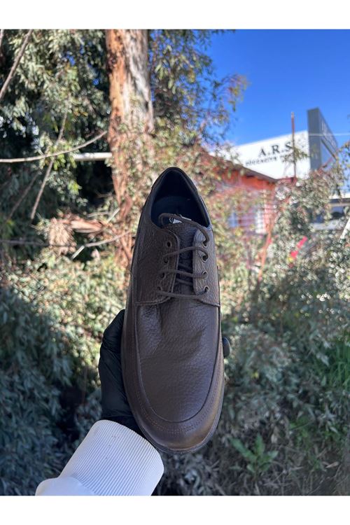 Erkek Bağcıklı Hakiki Deri Klasik Kahverengi Kundra Ayakkabı