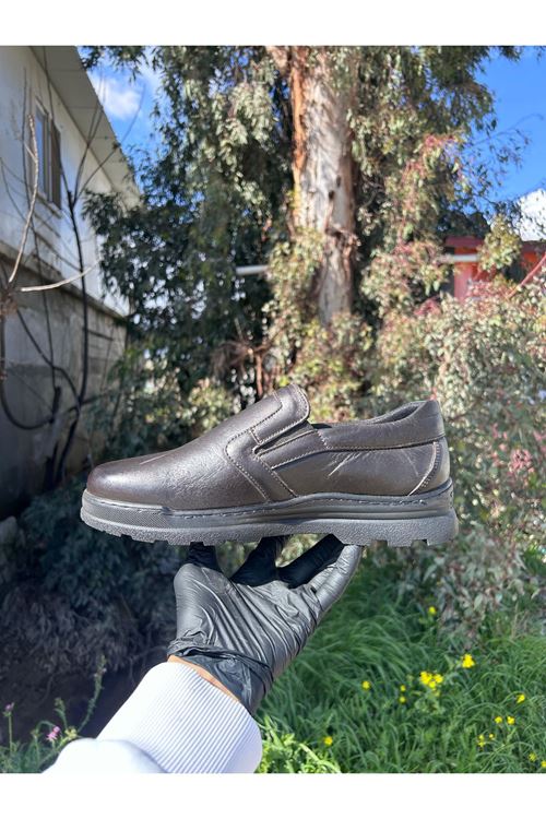 Erkek Bağcıksız Rahat Konforlu Hakiki Deri Klasik Siyah Ayakkabı 